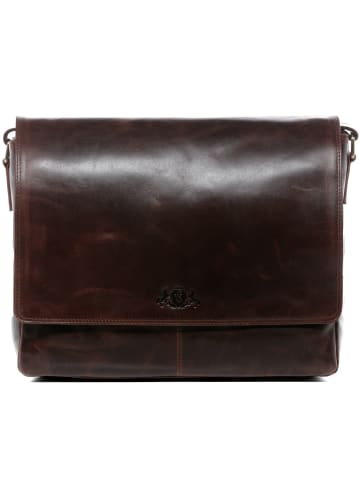 SID & VAIN Leder-Messenger Laptoptasche SPENCER groß Laptop-Tasche 15 Zoll echt Leder in braun