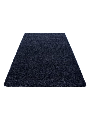 KADIMA DESIGN Teppich Hochflor Unifarben Polypropylen Wohnzimmer Shaggy in Marineblau