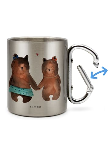 Mr. & Mrs. Panda Thermobecher Bär Freundin ohne Spruch in Silber