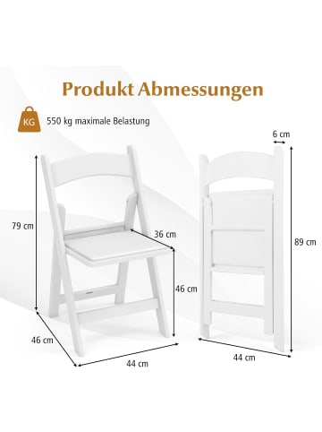 COSTWAY 2er Set Gartenstühle Kunstharz in Weiß