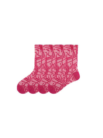 MUNADUNA 4er-Pack 3D-Relief Abstrakte Mode-Socken in Rosa