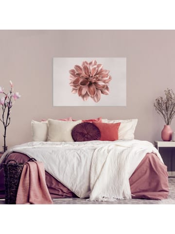 WALLART Leinwandbild - Dahlie Blume Rosegold Metallic in Rot