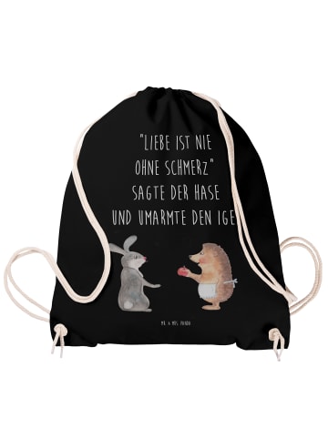 Mr. & Mrs. Panda Sportbeutel Hase Igel mit Spruch in Schwarz