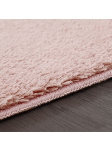 KADIMA DESIGN Teppich Kurzflor waschbar Unifarben Wohnzimmer in Hellrosa
