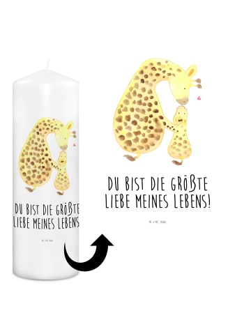 Mr. & Mrs. Panda Stumpenkerze Giraffe Kind mit Spruch in Weiß
