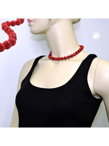 Gallay Kette 12mm Kunststoffperlen rot-schwarz-marmoriert 40cm in rot - schwarz