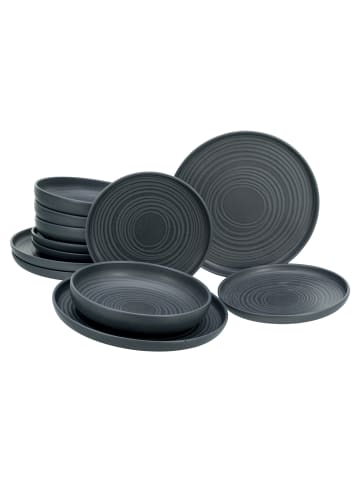 CreaTable Teller Uno Set 12 teilig in Schwarz in Schwarz