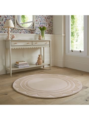 KADIMA DESIGN Wollteppich Grafisch, Rahmen, Wohnzimmer schmutzabweisend in Beige