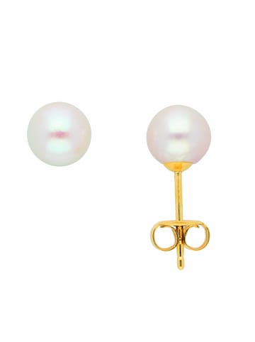Adeliás Damen 333 Gold Ohrringe / Ohrstecker mit Süßwasser Zuchtperle Ø 6 mm in gold