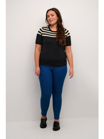 KAFFE curve Strickpullover KClizzy Regular fit in Black/Feather Gray Half Stripe