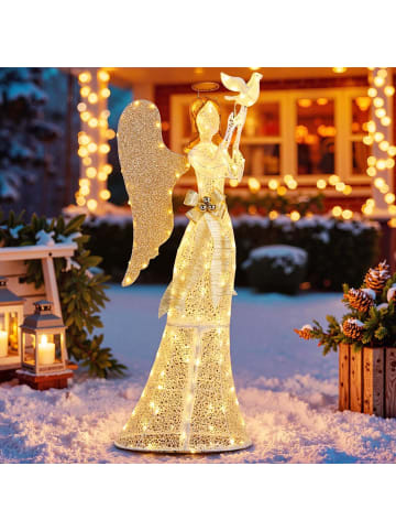 COSTWAY Beleuchteter Weihnachtsengel groß, 165 cm in Bunt