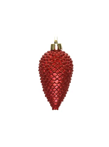 MARELIDA 6er Set Baumschmuck Tannenzapfen bruchfest glitzernd in rot