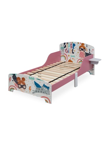 relaxdays Kinderbett "Superheldin" in Bunt - (B)94 x (H)60 x (T)143 cm