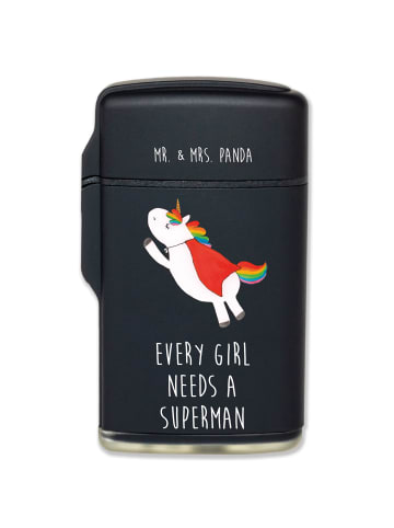 Mr. & Mrs. Panda Feuerzeug Einhorn Super mit Spruch in Schwarz