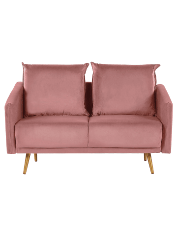 Beliani 2-Sitzer Sofa MAURA in Rosa/Gold - (W) 130 x (H) 83 x (L) 78 cm