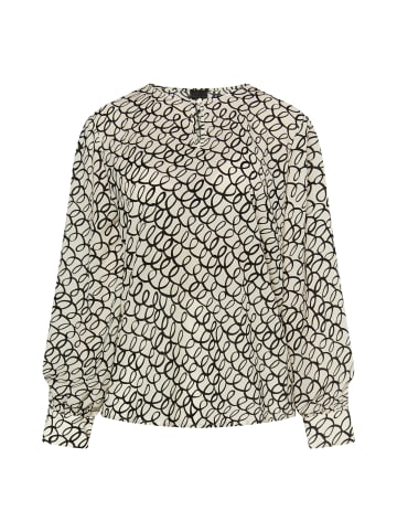 DreiMaster Damen Langarmbluse in Wollweiss Schwarz