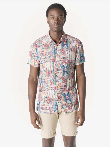 KOROSHI Herren kurzarm-viskosehemd in bunt