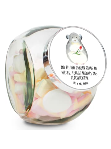 Mr. & Mrs. Panda keksdose glas Chinchilla Blume mit Spruch in Weiß