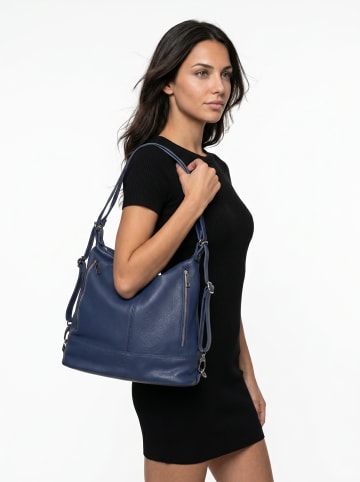 Samantha Look Rucksack echt Leder in blau