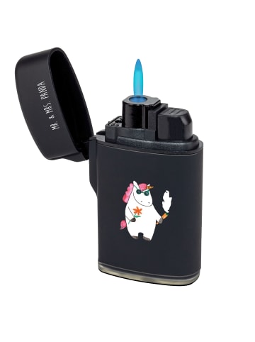 Mr. & Mrs. Panda Feuerzeug Einhorn Woodstock ohne Spruch in Schwarz