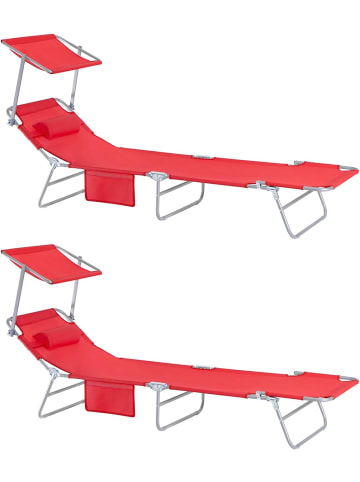 SoBuy Sonnenliege in Rot - (B)195 x (H)90 x (T)63cm