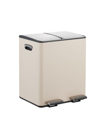 relaxdays Mülleimer in Beige/ Silber - 2x 15 Liter