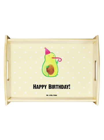 Mr. & Mrs. Panda Bett-Tablett Avocado Geburtstag mit Spruch in Gelb Pastell