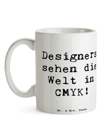 Mr. & Mrs. Panda Teetasse Spruch CMYK Designer mit Spruch in Weiß