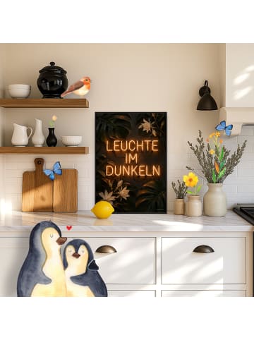 Mr. & Mrs. Panda Poster Neonschrift modern Design mit Spruch in Weiß