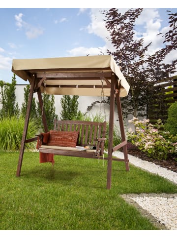 Beliani Gartenschaukel CAVIOLA in Braun/Beige - (W) 165 x (H) 176 x (L) 109 cm