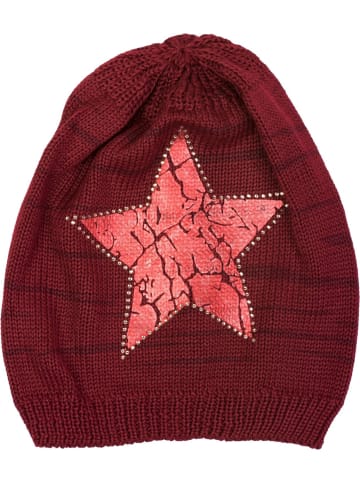 styleBREAKER Feinstrick Beanie Mütze in Bordeaux-Rot / Rot