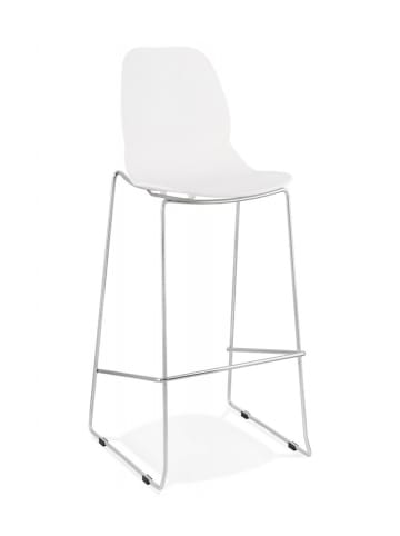 KADIMA DESIGN Barhocker mit Sitz 75 cm aus Metall Kunststoff, Zeitgenössisch in Weiß-Silber