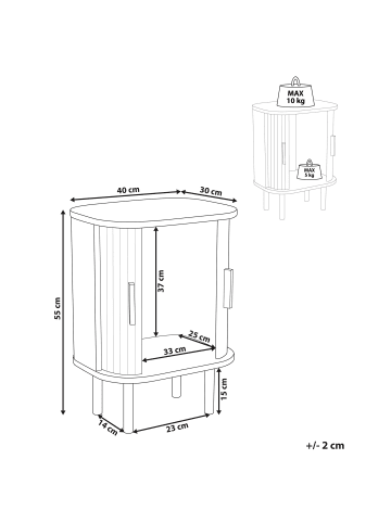 Beliani Beistelltisch BRADLEY in Schwarz - (W) 40 x (H) 55 x (L) 30 cm