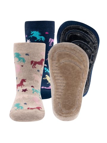 ewers 2er-Set Stoppersocken ABS 2er Pack Einhorn in tinte-dkl. beige mel.