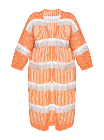VIRITA Women Cardigan in Offwhite Grey Orange