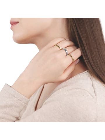 Tom Tailor Ring Edelstahl, IP gold in bicolor