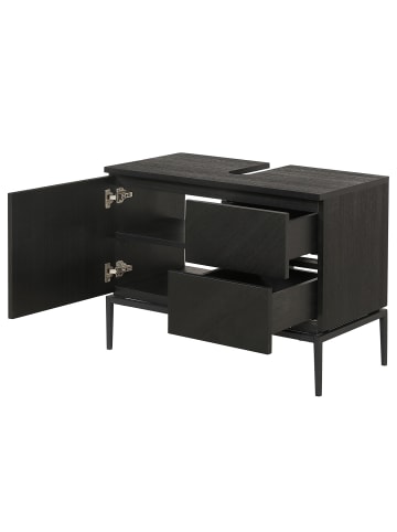 home24 home24 Waschbeckenunterschrank aus Holzwerkstoff und Metall im skandinavischen Stil in Schwarz