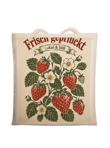 Beutel Erdbeere französisch Design mit Spruch in Weiß