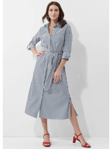 Alba Moda Maxikleid mit Bindeband und Hemdkragen in marine / weiß