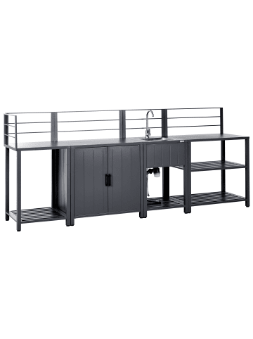 Beliani 4er-Set Gartenküche VIGGIANO in Grau/Schwarz/Silber