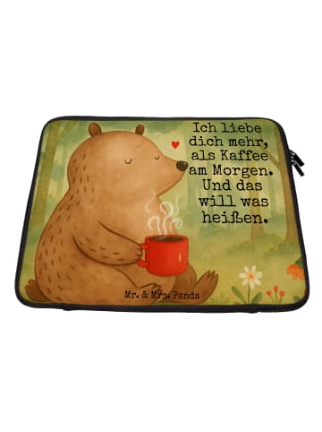 Mr. & Mrs. Panda Notebook Tasche Bär Morgenkaffee Design mit Spruch in Weiß