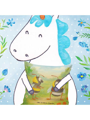 Mr. & Mrs. Panda Deko Kissen Bienen Paar Design ohne Spruch in Weiß