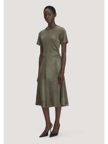 Hessnatur Hessnatur Samt-Jerseykleid kniebedeckend Slim aus TENCEL™ Modal mit Bio-Baumwolle in silbergrün