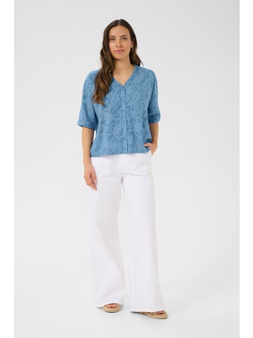 Cream Kurzarmhemd CRTiah Baggy fit in Rivera Blue Ikat Paisley