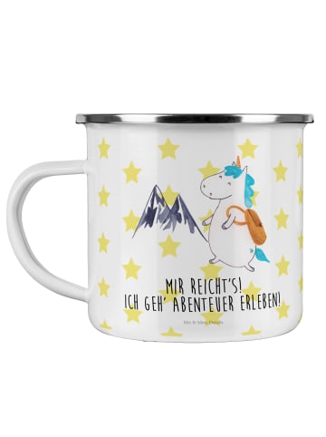Mr. & Mrs. Panda Emaille Tasse Einhorn Bergsteiger mit Spruch in Weiß
