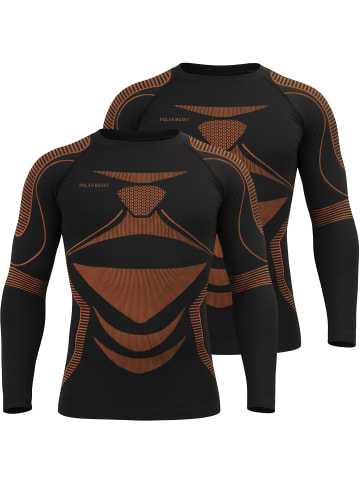 normani 2x Herren Thermo Langarmshirt in Schwarz/Orange