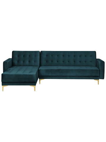 Beliani Ecksofa ABERDEEN in Grün/Gold - (W) 267 x (H) 83 x (L) 168 cm