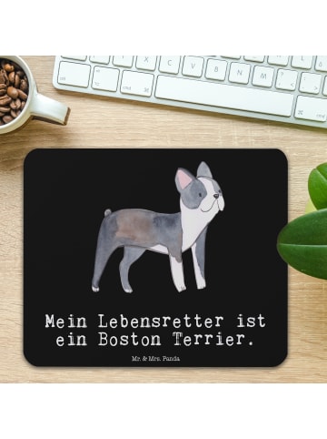 Mr. & Mrs. Panda Mauspad Boston Terrier Lebensretter mit Spruch in Schwarz