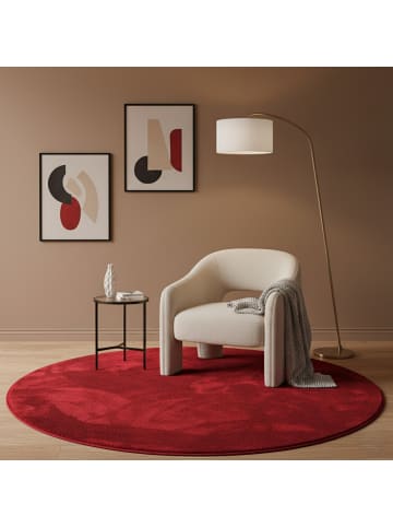 Pergamon Hochflor-Teppich Melia Rund in bordeaux