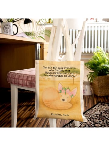 Mr. & Mrs. Panda Strandtasche Wüstenfuchs Blumen Design mit Spruch in Weiß